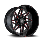 20" Force Off-Road F02 Wheel 🔥 20X10 -12 5X139 + 5X150 🔥 C.B 110 Black Red Rim ✅